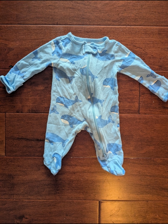 Carter's Other - Carter's Light Blue Whale Print Zip Footed Baby One-Piece
